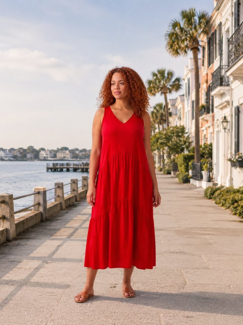 Universal Standard Emily Red Cupro Vegan Silk Long Midi Maxi Sleeveless Dress